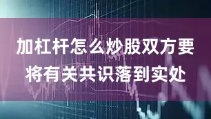 加杠杆怎么炒股双方要将有关共识落到实处